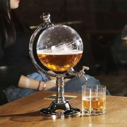 3.5L Creative Globe Shape Wine Dispenser Glass Storage Unique Design Liquor Dispenser with Faucet for Bar Wedding Party Dinner