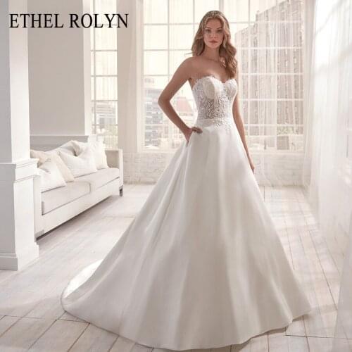ETHEL ROLYN With Jacket Satin Vintage Wedding Dress 2021 Romantic Appliques Elegant Simple A-Line Bridal Gown Vestido De Noiva