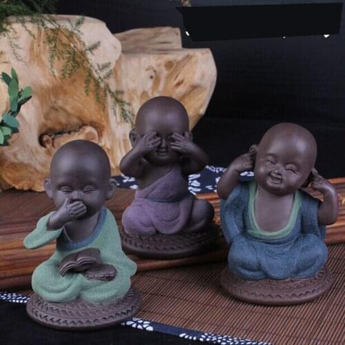 Purple Clay Little Monk Tea Pet Buddha Statues Statutte&Sculpture Home Decor Car Decor Accessories 1 Piece Free Shipping