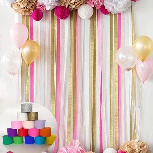 4.5cmX25M DIY Crepe Paper Streamer Backdrop Ribbons Curtain Photography Backdrops For Wedding Birthday Party Baby Shower Decor