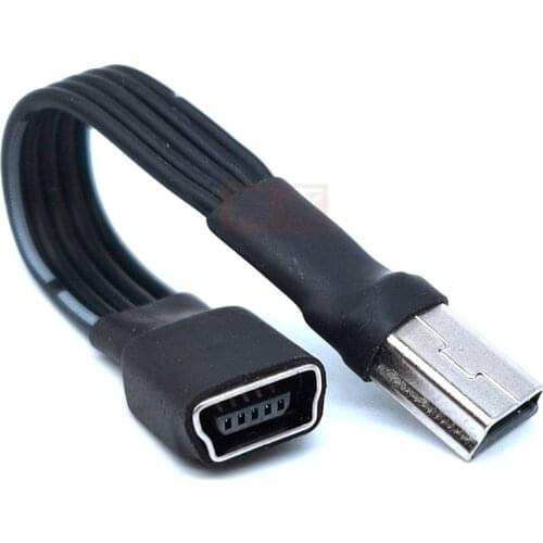 Mini USB Female Head to Mini 90 Degree B Male T Port 5 Pin Male Black Flexible Cable Adapter