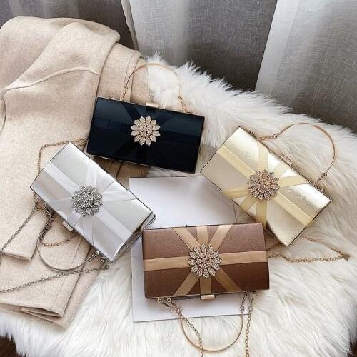 Diamond Clutches Bag Party Purse Women Evening Bags Handbag Crossbody Messenger Bags Wedding Designer Chain Bag Black Gold New