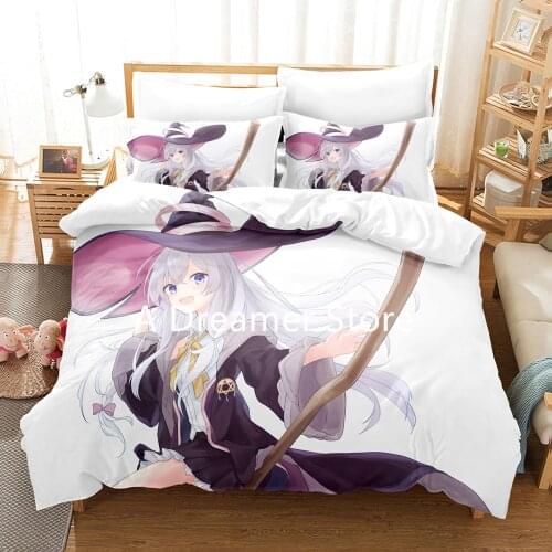 Anime The Journey of Elaina Bedding Set Cartoon Sexy Girls Duvet Cover And Pillowcase Queen King Bed Clothes For Child Adult