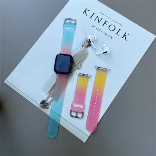 Fashion Gradient Colour Soft tpu Wrist Loop Band Smart Strap for Apple Watch iWatch Series 6 5 4 3 2 1 SE