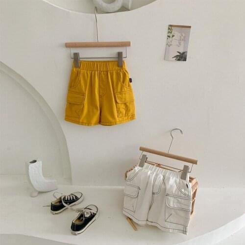 2 3 4 5 6 7 Y Toddler Boys Shorts Summer New Arrival Kids Korean Casual Short Pants Boys Big Pockets Solid Shorts Baby Clothes