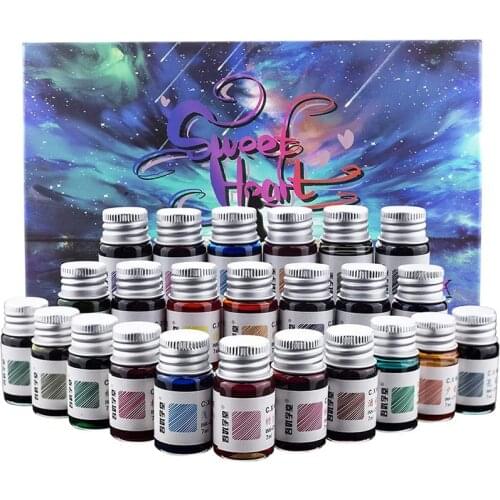 24 Colors Glitter Powder Ink Set 7ml Dip Pen Ink Fountion Pen Refilling Inks School Office Gifts Stationery Writing Supplies