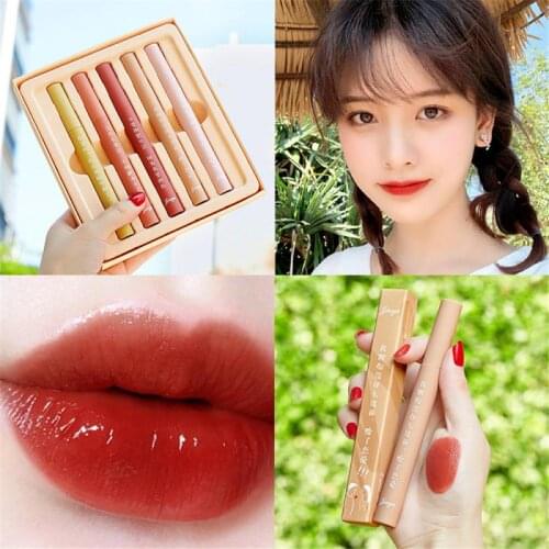 5 Pcs/set Matte Lip Gloss Set Waterproof Long Lasting Moisturizing Lipstick Lip Glaze Lip Tint Women Beauty Gift Comestics TSLM1
