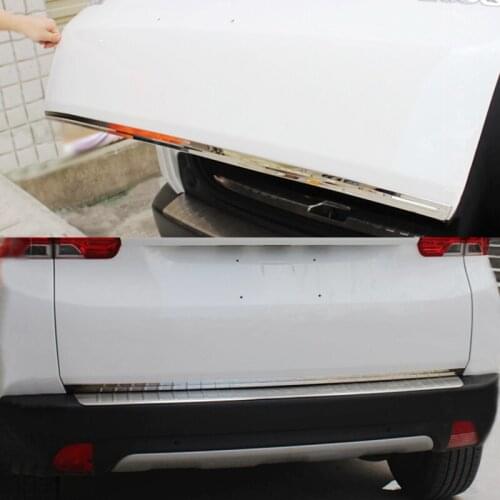Stainless Steel For 2014 2015 2016 2017 Peugeot 2008 Car Accessories Door Back Door Tailgate Cover Trim Car Sticker Styling