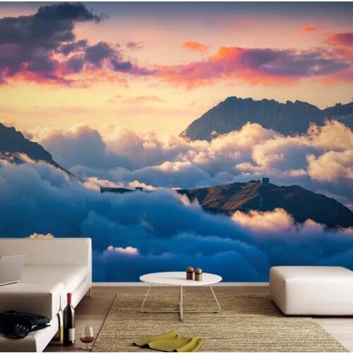Custom Mural Wallpaper 3D Mountains Clouds Nature Scenery Wall Painting Living Room Bedroom Hotel Background Papel De Parede 3 D