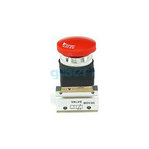 Push Button MOV-03 G1/8" 2/3 Way Red Mushroom Pneumatic Mechanical Valve