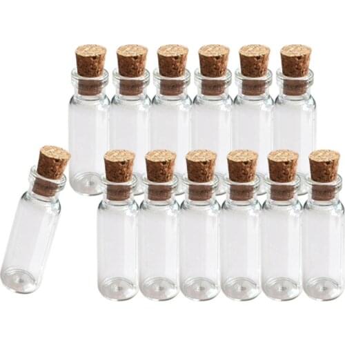 Wholesale Lot 100 Pcs Tiny Small Empty Clear Cork Glass Bottles Vials 2.3ml 12*40mm