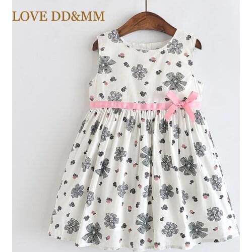 LOVE DD&MM Girls Dresses Childrens Clothing Comfortable Sweet Pink Bow Flower Print Sleeveless Vest Dress For Girl 3-8 Years