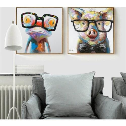 Popular art in 2021 he beautiful color Animal Pig Oil Painting Picture On Canvas ,free shipping ,no frame. D-108