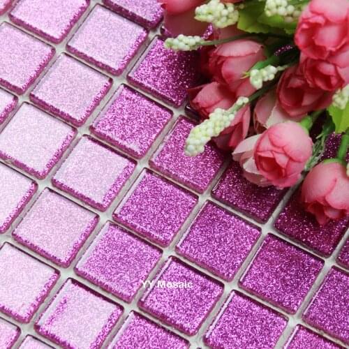 Romantic Shiny Pink Glass Mosaic Tile for Kithcen bathroom Wall Tile Floor Tile Makeup Room Showroom Decoration