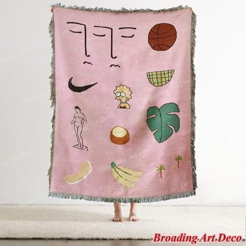 Pink Hawaii & Abstract Rainbow Cotton Throw Blanket Sofa Bed Cover Area Picnic Rug home Leisure Carpet Decorative Wall Tapestry