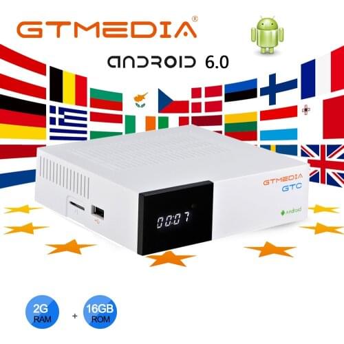 GTMEDIA GTC Satellite Receiver DVB-S2/T2/S Android 6.0 Amlogic 2GB 16GB support OTA Set top Box Decoder Receptor
