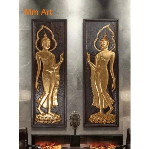 Yi Li Tai State Zen Buddha Statue Wall Hangings Southeast Asia Solid Wood Carving Wall Decorations