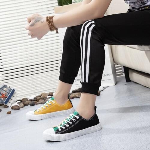Spring Shoes Pop Fshion Solid Sewing Adult Canvas Shoes Man Fabric Sapato Feminino Size Men shoes