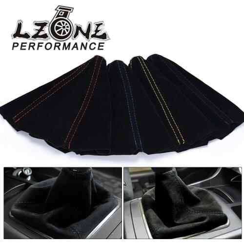 16mm Universal Suede Leather Car Gear Shift Collars Carbon Fiber Auto Car Manual Stick Shifter Knob Gear Shift Boot Cover Gaiter