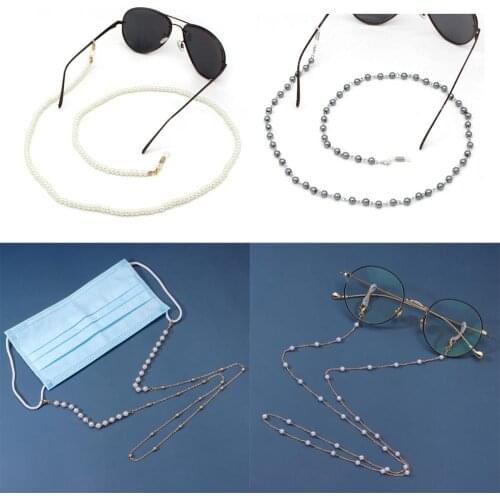 Wgoud Fashion Non-slip Metal Pearl Eyeglass Chain Sunglasses Holder Necklace Reading Glasses Lanyard Spectacles Cords