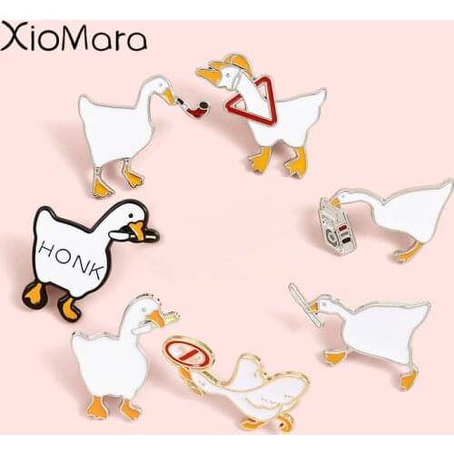 Funny Game Trick or Treat Goose Enamel Pins Fashion Mischief Brooches Lapel Badges Wholesale Cute Pins Jewelry Gifts for Friends