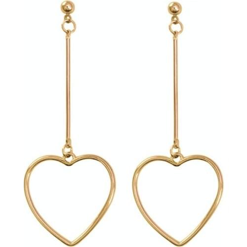 Golden hollow out heart hearts long stud earrings restoring ancient ways women beautiful earrings
