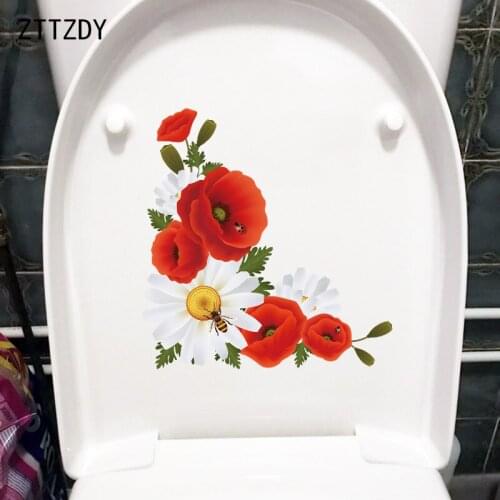 ZTTZDY 22.6×23.6CM Bee Ladybug Bouquet Cartoon Childrens Bedroom Wall Sticker Home Toilet Decals T2-1542