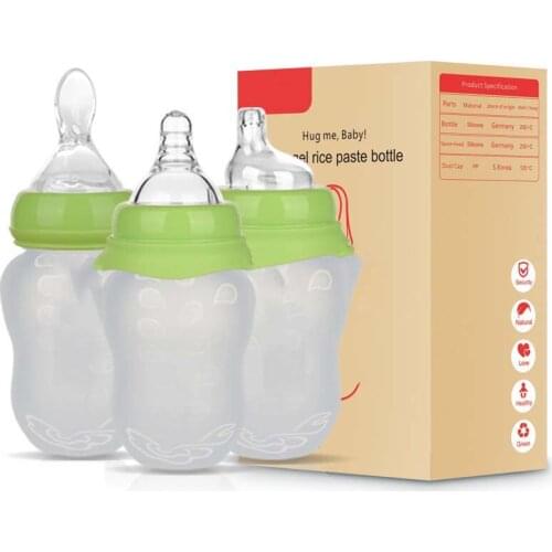 180ml Silicone Baby Bottle baby milk silicone feeding bottle (Spoon bonus) bottle children mamadeira nipple bottle
