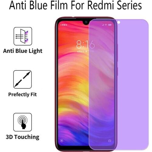 2Pcs Anti-blue Purple Light Screen Protector Film For Redmi Note 8/7/6 Pro Anti Blue Tempered Glass For Redmi 6/7/8A