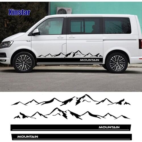 2pcs Side Stripes For VW Volkswagen Transporter T4 T5 T6 Door Side Skirt Stickers Camper Van Vinyl Decal Accessories