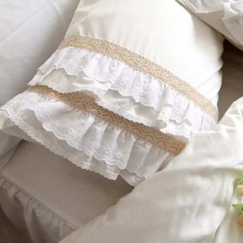 2pcs lace Embroidered pillow case European style satin cotton pillowcase bedding pillow sham luxury pillow cover no filler