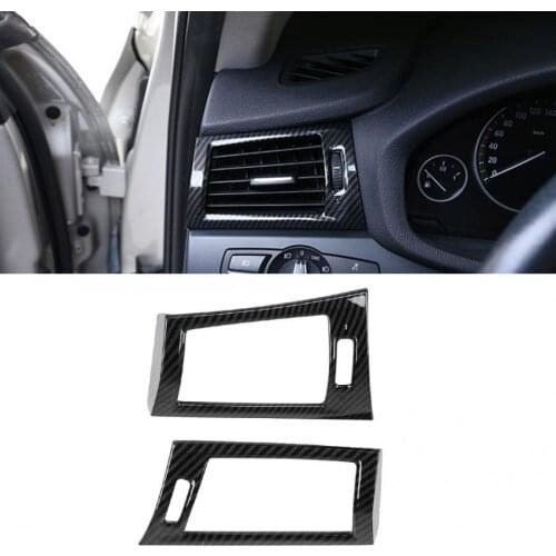 2Pcs Carbon Fiber Texture Side Air Vent Outlet Cover Trim Fit for BMW X3 F25 X4 F26 2011-2017 Left Drive