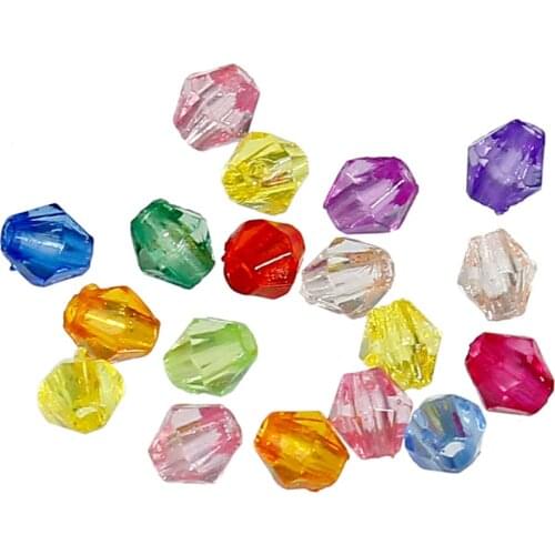 2000 PCs Doreen Box Mixed Bicone Acrylic Tiny Spacers Beads Multicolor For DIY Jewelry Making Accessories 4x4mm, Hole: 1mm