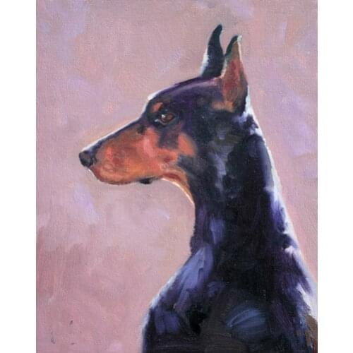2020 TOP dog ART painting - Doberman dog OIL painting---100% handpainted art 36 "-- accept custom dog painting