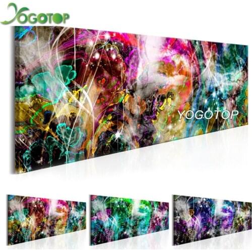 YOGOTOP DIY Diamond Paintings Cross Stitch Abstract Flower 5D Full Square Mosaic Diamond Embroidery Fluorescent Colorful QA241