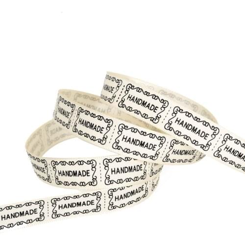 5 Yard 13mm(1/2") Printed "Handmade" Design Satin Ribbon For Wedding Gift Wrapping Decoration Christmas Ribbon