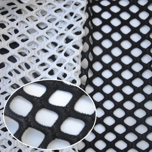 Black white big mesh lace fabric elastic transparent rhombus mesh gauze fabric stage performance clothing accessories 150cm