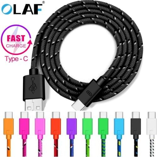 OLAF 0.5m/1m/2m/3m Type C Cable Nylon Braided Mobile Phone Cable Fast Charging Type-C Cable For Samsung s8 s9 s10 Huawei P30 Pro
