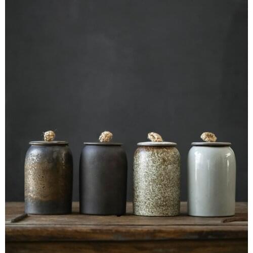 Retro Tea Caddy Ceramics Puer Tea Tea Storage Box Tea Jar Candy Jar Container Storage Box for Home Use Small Storage Chests