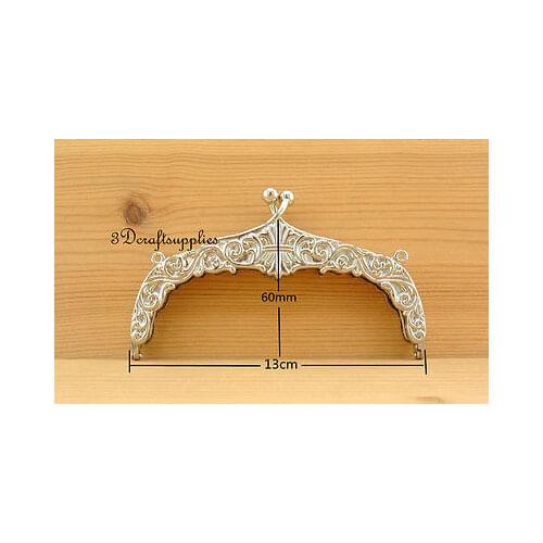 Metal purse frame clasp clip alloying nickel 5 inch x 2 1/2 inch D10