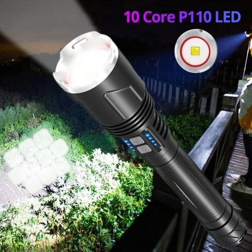 Powerful XHP110 Flashlight Torch 26650 Battery USB Rechargeable LED Flashlight Super Bright Tactical Flash Light USB Zoom Lamp