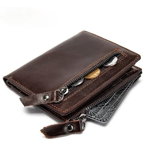 Mens new short wallets, fashion business wallets, multifunctional leather wallets, mens zipper pocket wallets