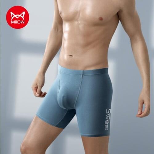 MiiOW Mens Underwear Long Wear-resistant Leg Running Special Modal Plus Long Size Mens Sports Boxer Shorts Summer