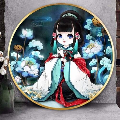 Lotus fairy Cross stitch kits Needlework Sets With Printed Pattern,11CT for Home Decor Painting Classical girl Full Embroidery
