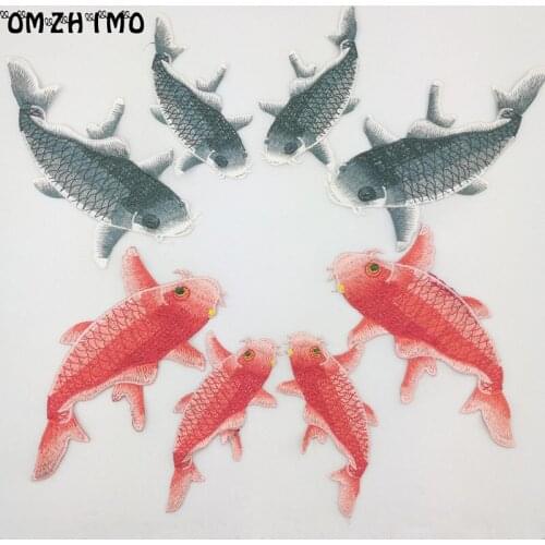 Sewing on Fish Carp Embroidered Patches Appliques Handmade Patch Sticker for Garment Woman Bag Home Textiles DIY Craft