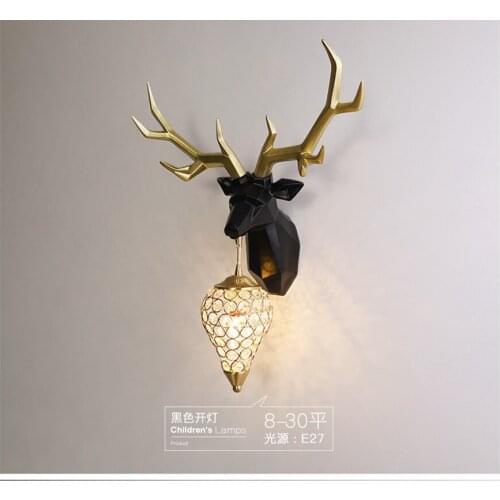 Nordic Deer Head Wall Lamp Modern Minimalist Living Room Bedroom Background Wall Personality Creative Fashion Antler Lamp E27