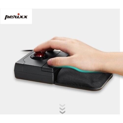 New Genuine Perixx PERIPRO-506 USB Wired Professional Trackball Mouse Dedicated CAD Drawing Mouse Detacheable Palm Rest