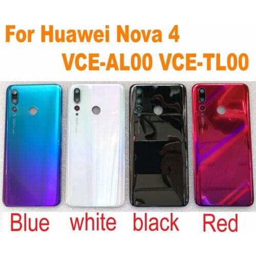 Original Best Glass Rear Battery Cover Door Housing For Huawei Nova 4 Nova4 VCE-AL00 VCE-TL00 Back Case with Camera Lens Frame