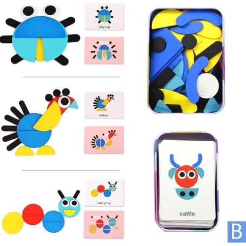 Jigsaw Puzzle Wooden Pattern Animals Jigsaw Puzzle Sorting Stacking Games Montessori Educational Toys For Toddlers Children Gift
