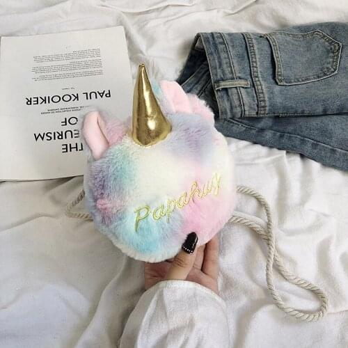 Animal Plush Shoulder Bag Baby Toy Unicorn Bag Kids Outdoor Travel Pack Student Kindergarten Soft Cartoon Bag Kids Gift